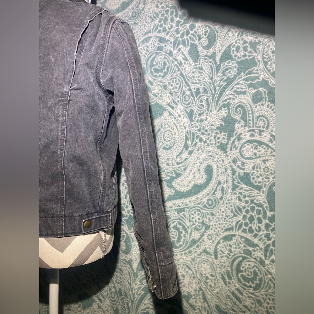 Vintage Carhartt WJ097 PTL Detroit Jacket Womens Sherpa Lined Size S Petrol Gray - Picture 6 of 11